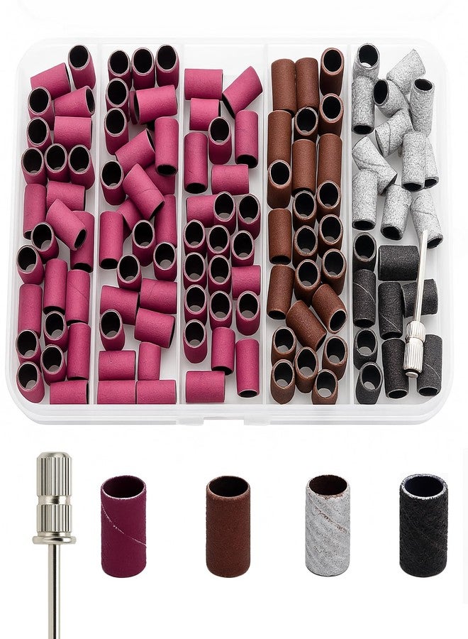 HomTop Nail Drill Bits, 145 Pcs Nail Drill Sanding Bands Set - 80# 120# 180# 240# Fine Grit File Sanding Bands for Acrylic Gel Nails, Manicure & Pedicure Nail Tech Tools - Image 1